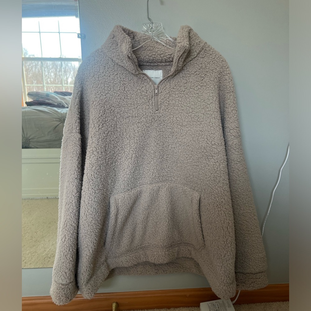 Cozy Gray Sherpa Pullover Sweater